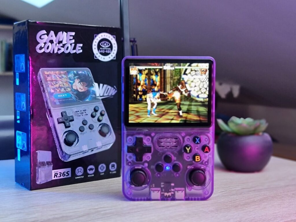 R36S Purple Gaming Console
